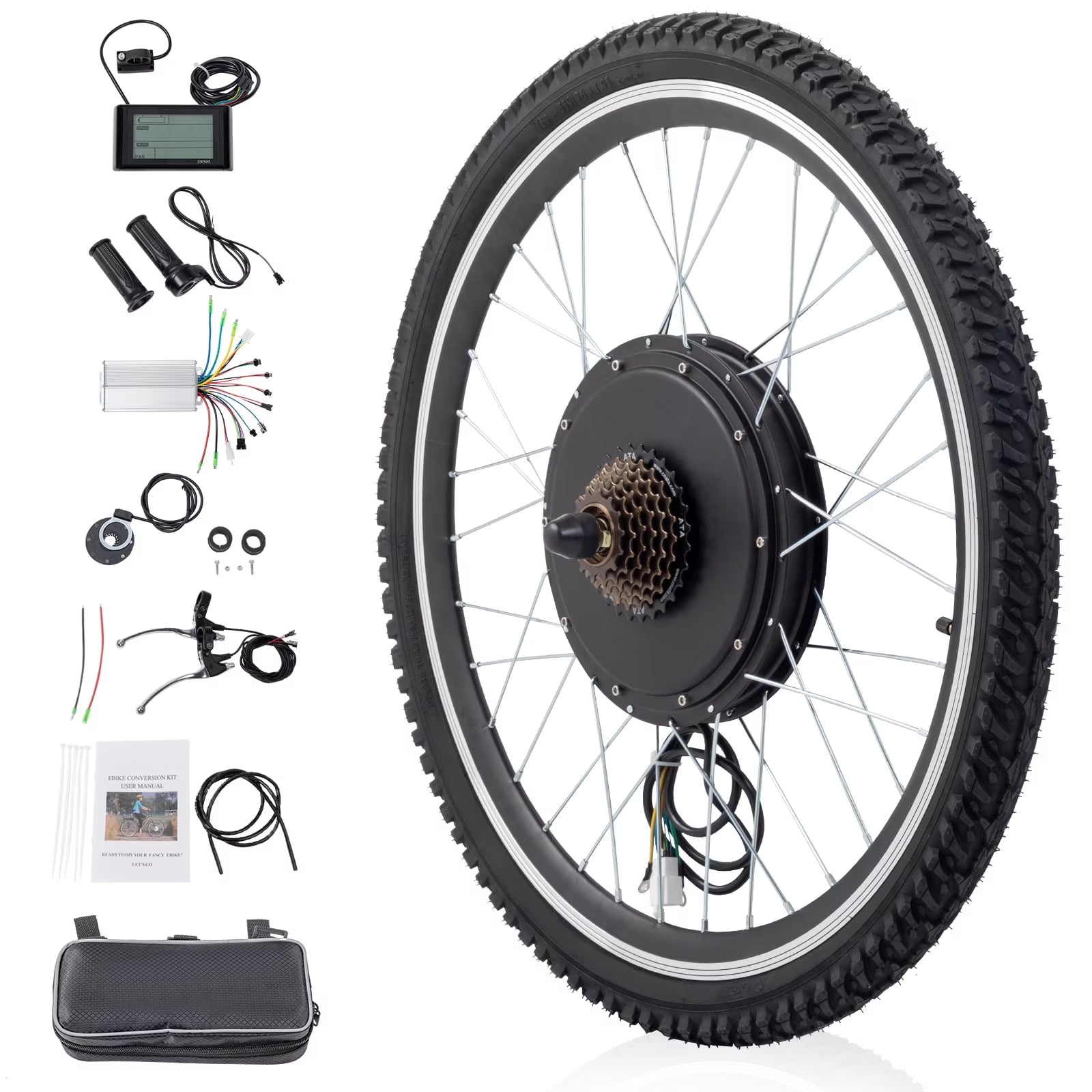Ktaxon 48V 1000W Electric Bicycle Motor Kit, 26" Front Wheel E - Bike Conversion Kit W/ LCD Display (without Battery)