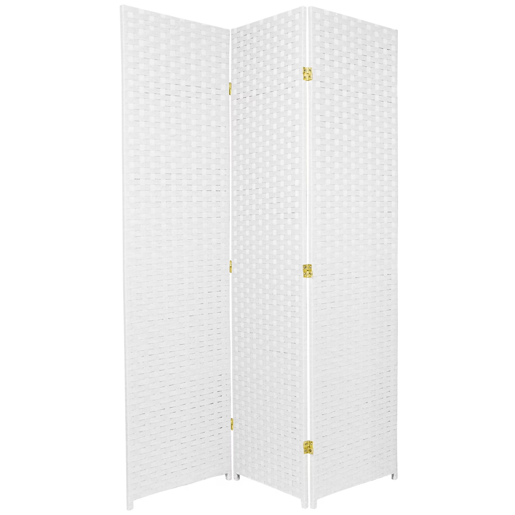 6 Ft. Tall Woven Fiber Room Divider - 3 Panel - White
