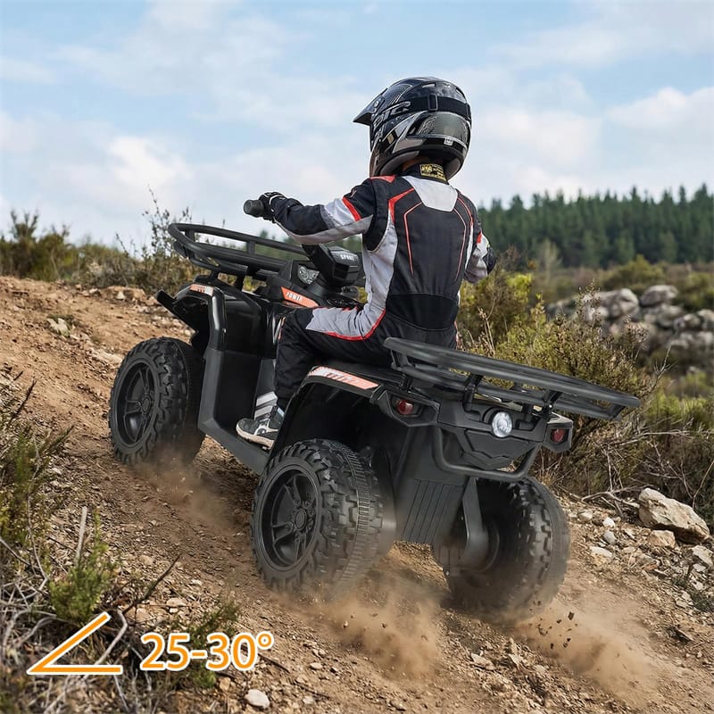 24V Kids ATV Ride On Quad, Electric 4 Wheeler Toy with 5Mph Max Speed, LED Headlights, Music, Front & Rear Storage for Boys Girls