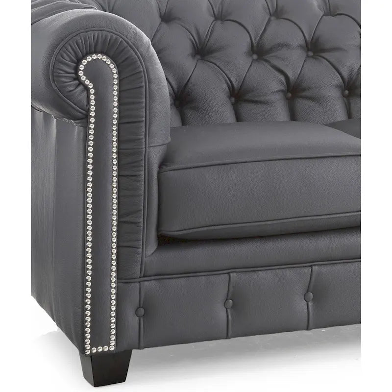 Hancock Tufted Top Grain Italian Leather Chesterfield Sofa - Dimensions: 31" H x 86" W x 40" D