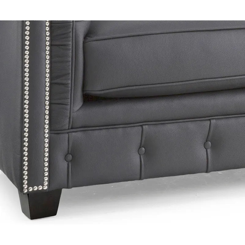 Hancock Tufted Top Grain Italian Leather Chesterfield Sofa - Dimensions: 31" H x 86" W x 40" D