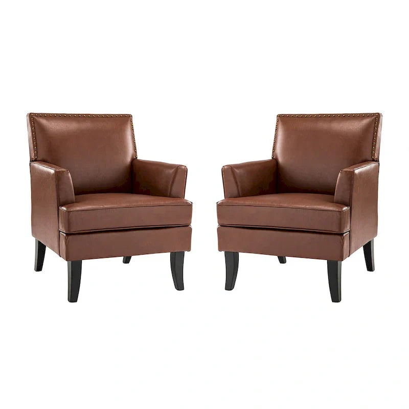 Nileus Set of 2 Modern Classic Polyester Accent Chairs with Solid Wood Legs by HULALA HOME