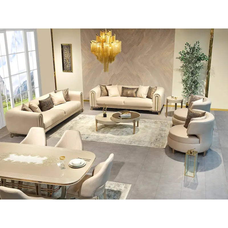 Paris 4-Piece Living Room Set: 2 Sofas, 2 Chairs, and 1 Coffee Table