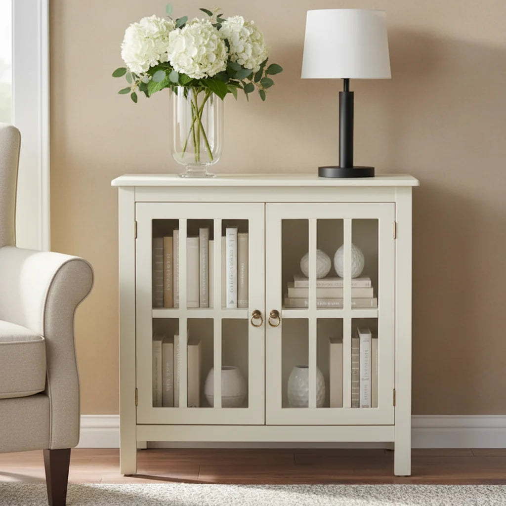 Portland 2 - Door Glass Cabinet by Simple Living