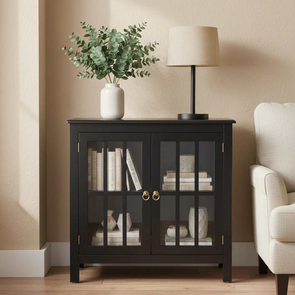 Portland 2 - Door Glass Cabinet by Simple Living