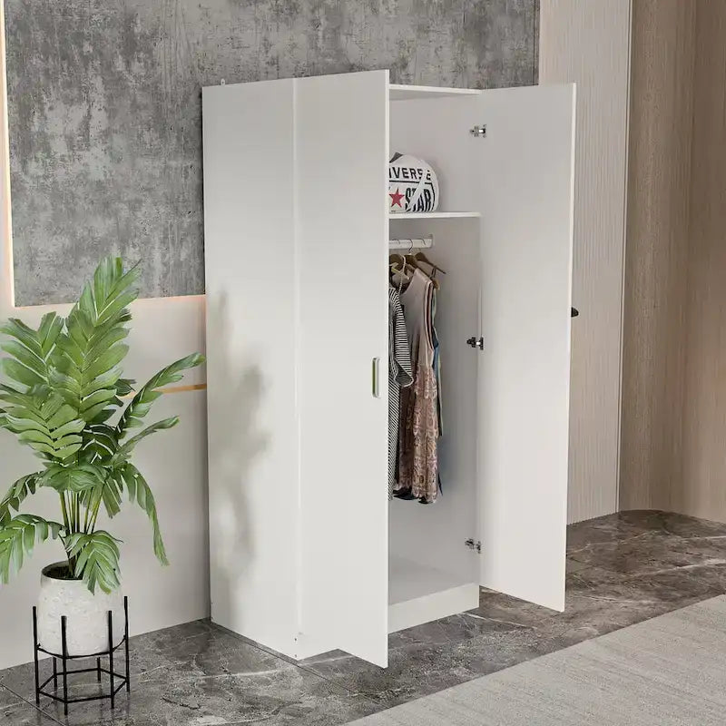 5-Shelf Wardrobe Cabinet with Double Doors, Home Storage Organizer