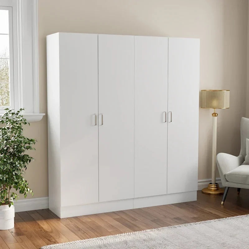 Freestanding 2 - Door Bedroom Armoire with Hanging Rod