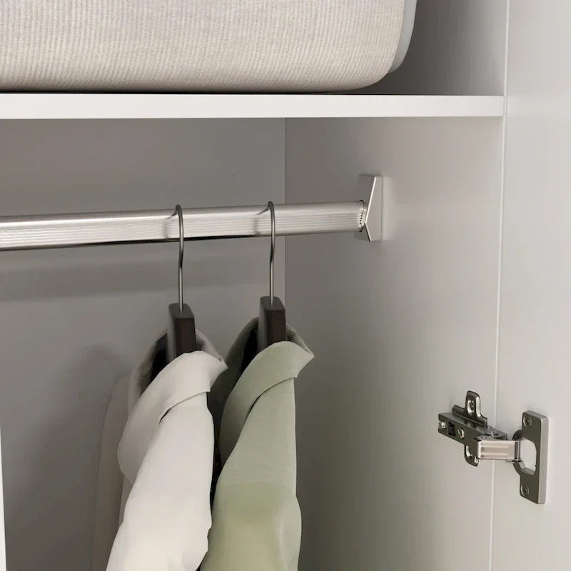 Freestanding 2 - Door Bedroom Armoire with Hanging Rod