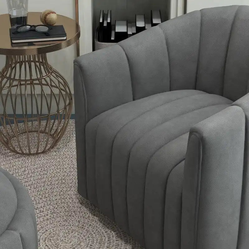 SEYNAR Modern Velvet Tufted Swivel Club Chair and Ottoman Set