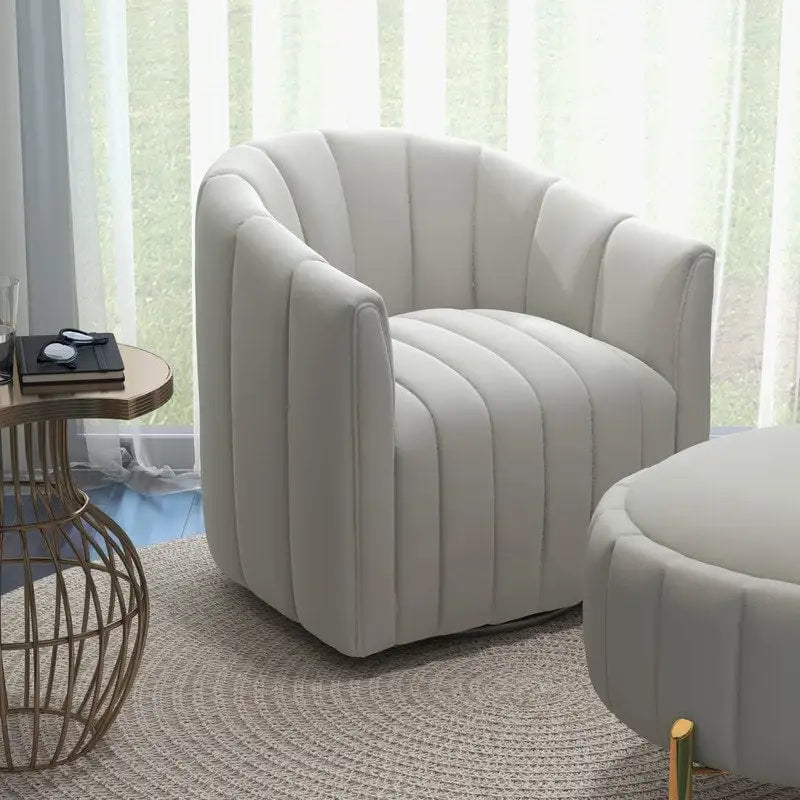 SEYNAR Modern Velvet Tufted Swivel Club Chair and Ottoman Set