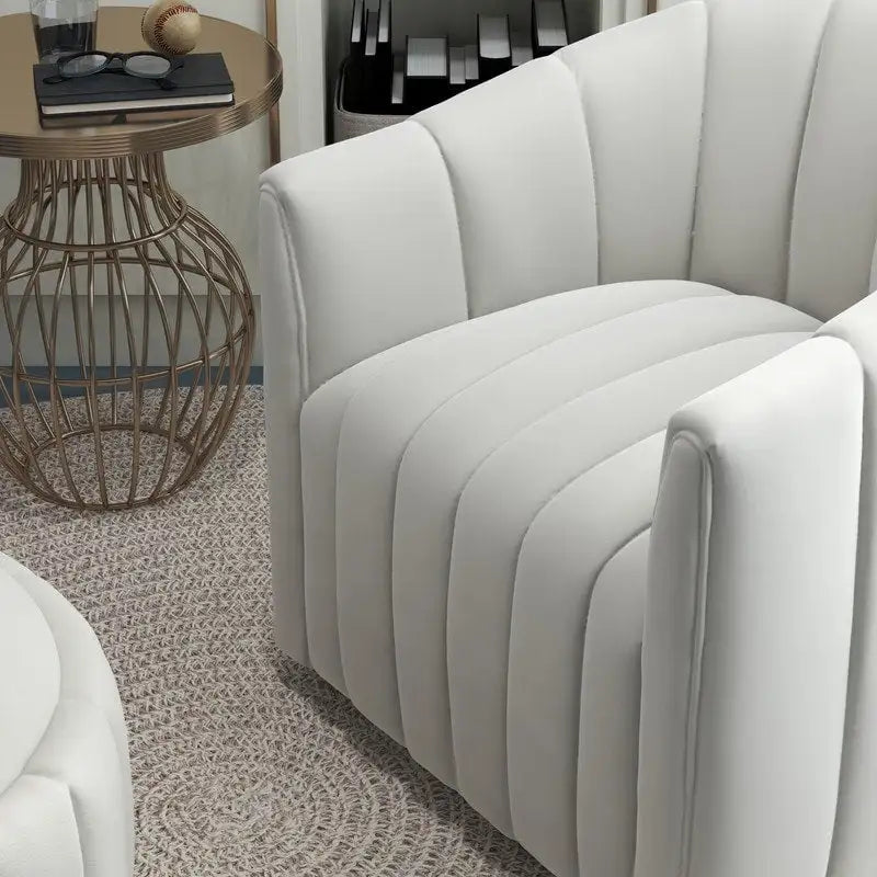 SEYNAR Modern Velvet Tufted Swivel Club Chair and Ottoman Set