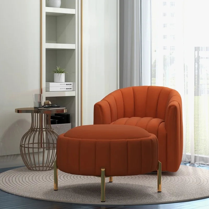 SEYNAR Modern Velvet Tufted Swivel Club Chair and Ottoman Set