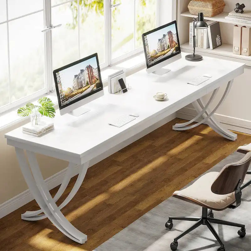78.74 - Inch Extra Long Double Computer Desk with Stylish Metal Legs for Home Office