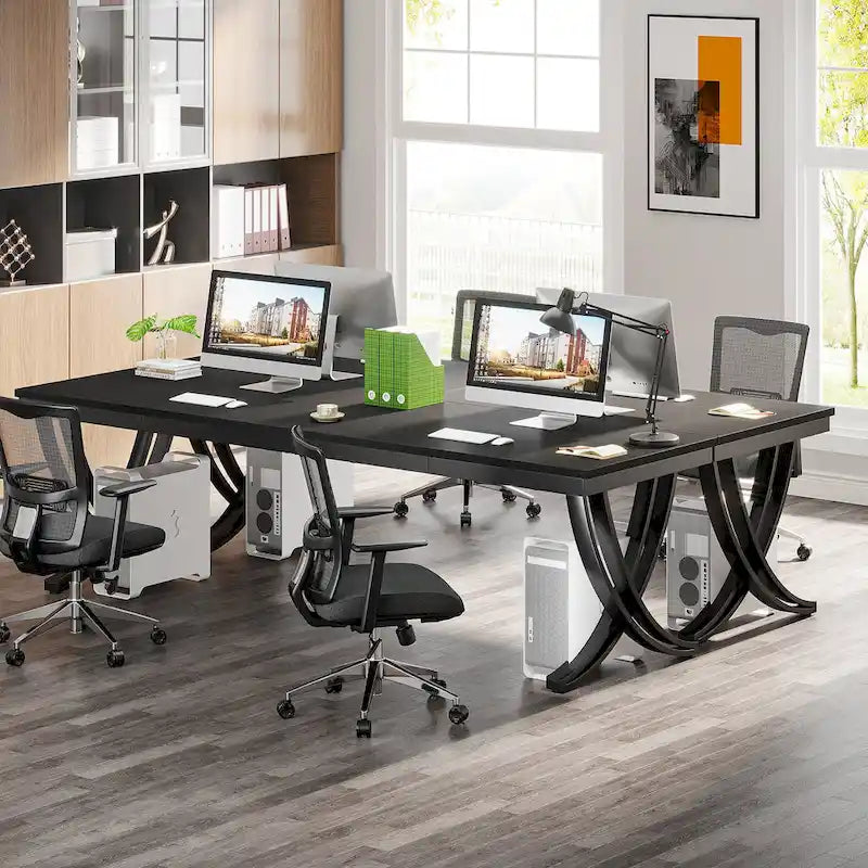 78.74 - Inch Extra Long Double Computer Desk with Stylish Metal Legs for Home Office
