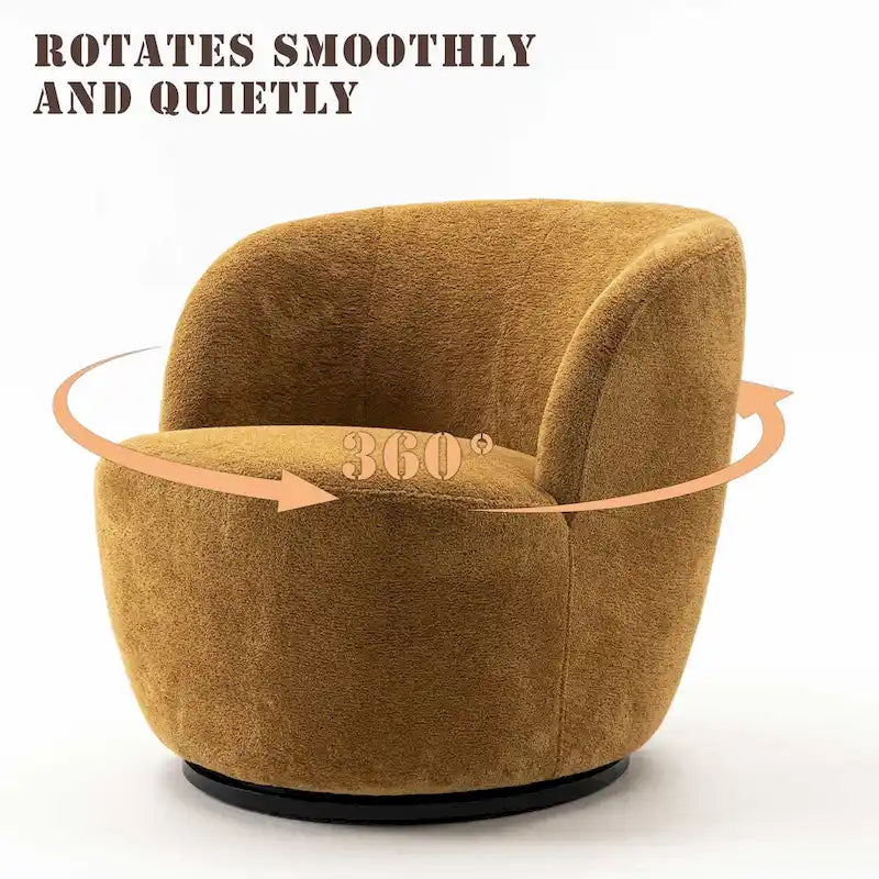 Modern Swivel Barrel Chair with 360 - Degree Rotation - Single Fabric Accent Chair