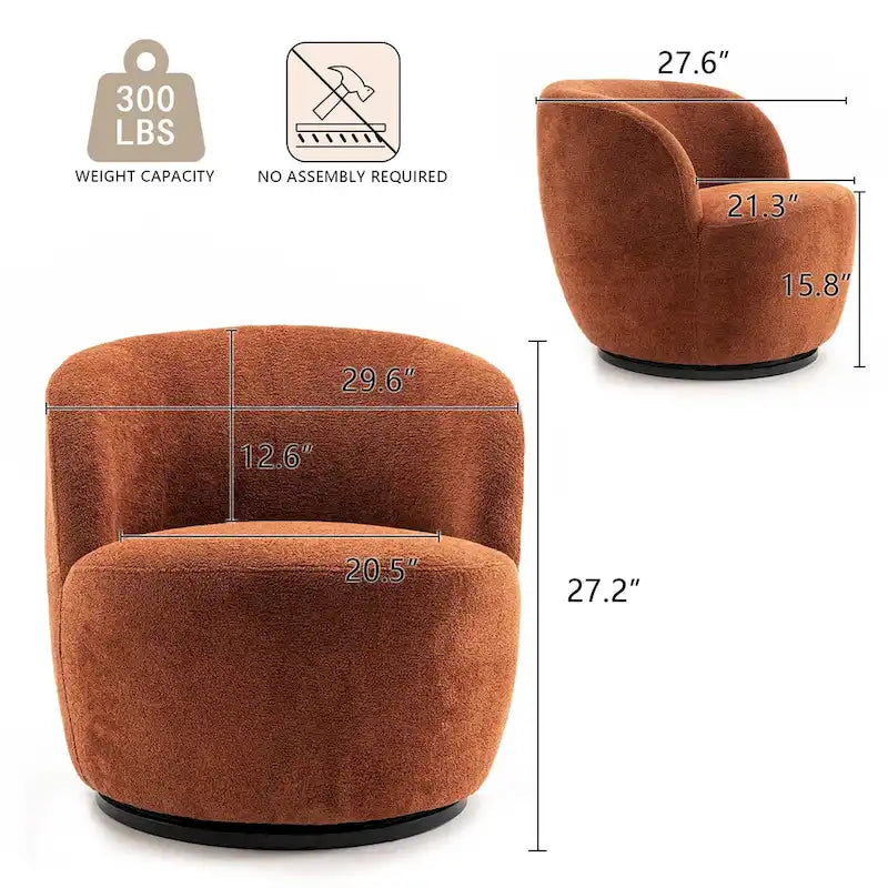 Modern Swivel Barrel Chair with 360 - Degree Rotation - Single Fabric Accent Chair