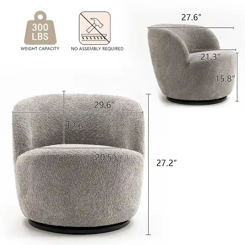 Modern Swivel Barrel Chair with 360 - Degree Rotation - Single Fabric Accent Chair
