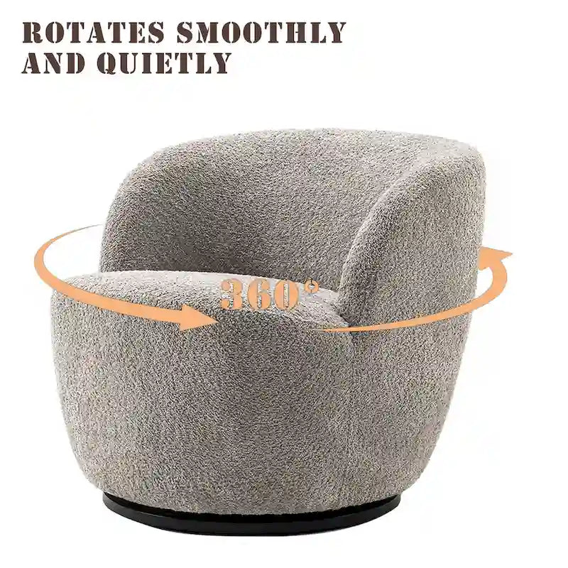 Modern Swivel Barrel Chair with 360 - Degree Rotation - Single Fabric Accent Chair