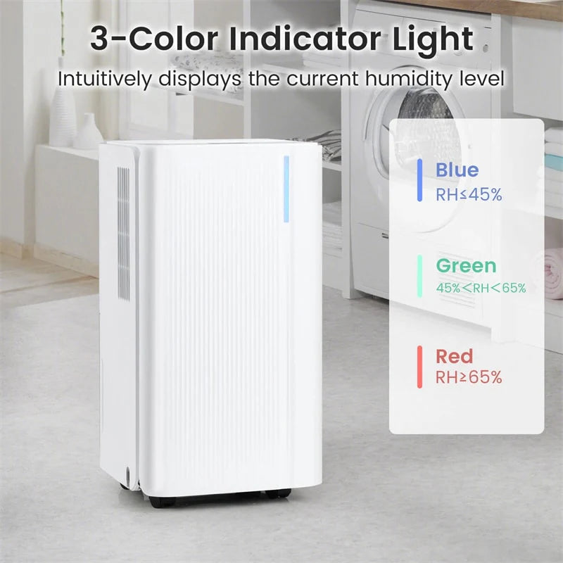 32 Pint Dehumidifier with 3.3FT Drain Hose, 24H Timer & 3 - Color Indicator, 2000 Sq.Ft Portable Dehumidifier for Basement, Bedroom, Bathroom