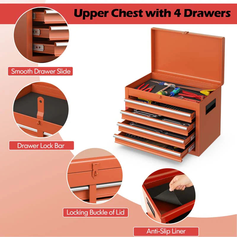 2 - in - 1 Rolling Tool Chest, 5-Drawer Tool Storage Cabinet with Wheels, Adjustable Shelf, Tool Box Organizer for Garage Warehouse Workshop