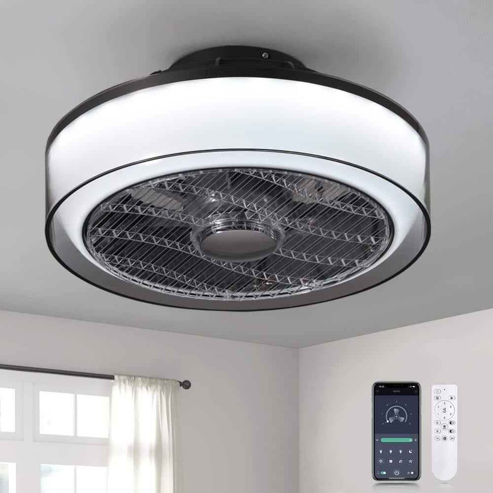 Antoine HD-FSD - 68 16 in. Modern Dimmable Integrated LED Indoor Smoky Gray Smart Enclosed Ceiling Fan with Remote