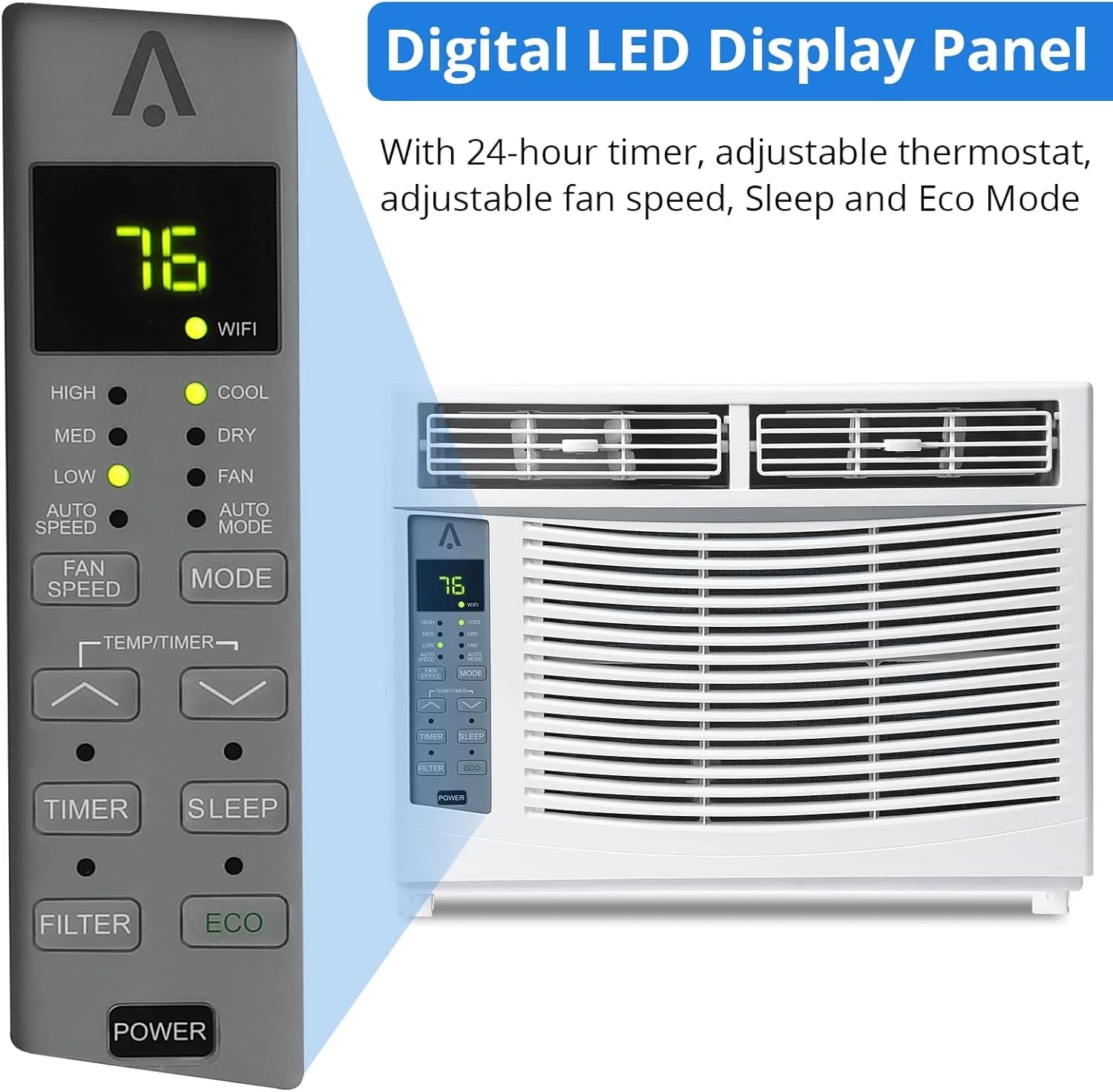 GAOMON Smart 6000 BTU Window Air Conditioner - WiFi - Enabled AC with Remote & App Control, Timer, Sleep Mode, Easy Install Kit, Cools Rooms up to 350