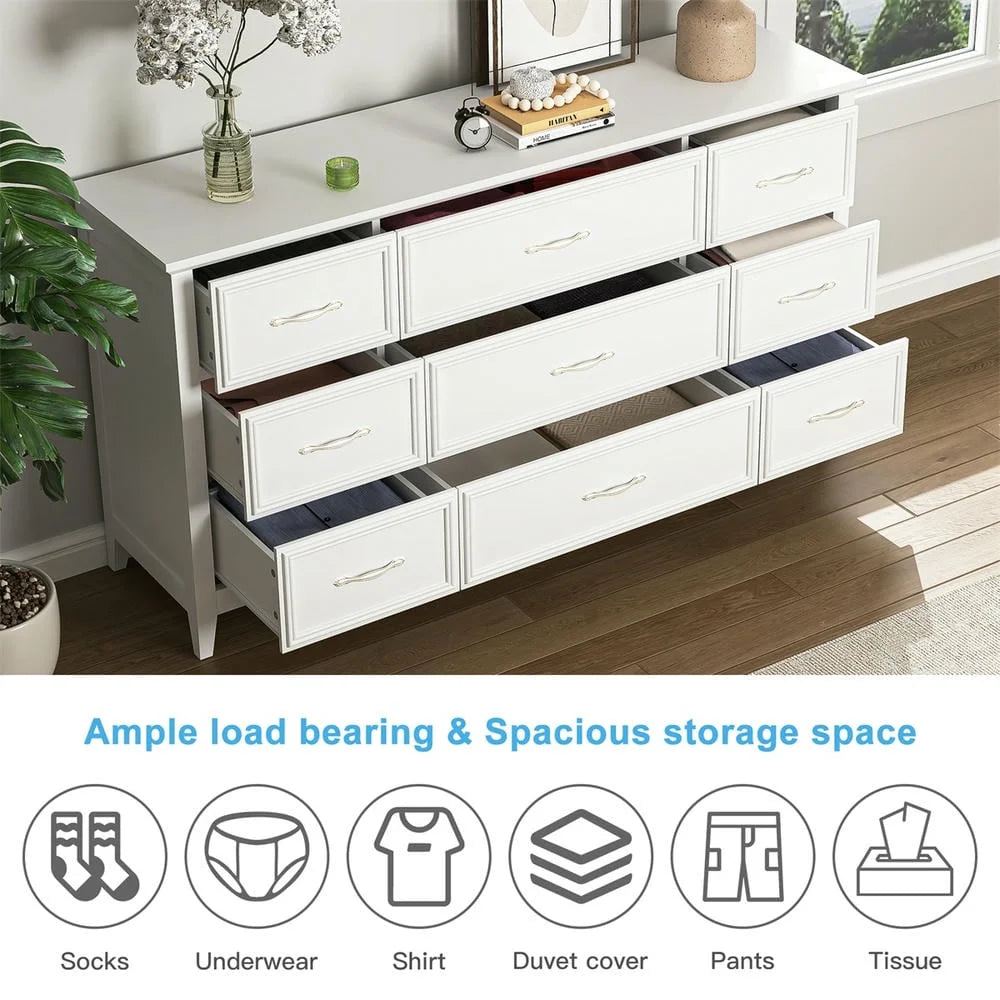 Kadyn Modern 6 Drawer Dresser Wood Cabinet, Dresser for Bedroom, Kitchen Storage Cabinet with Drawers, Chest of Drawers(Black)
