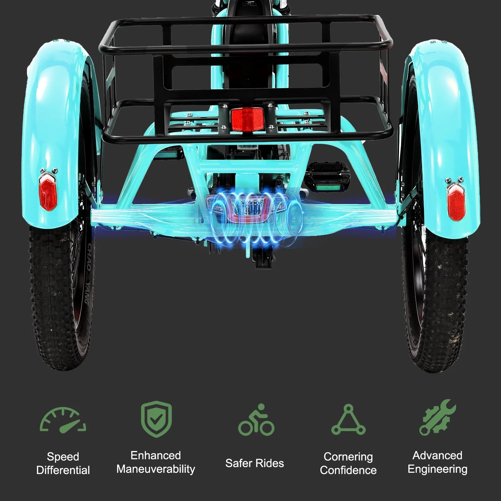 ABORON 3.0 Fat Tire Electric Trike for Senior Foldable E - Bike, 500W Motorized Tricycle Adult 20" Folding 3 Wheel Electric Commute Bike Trike W/48V