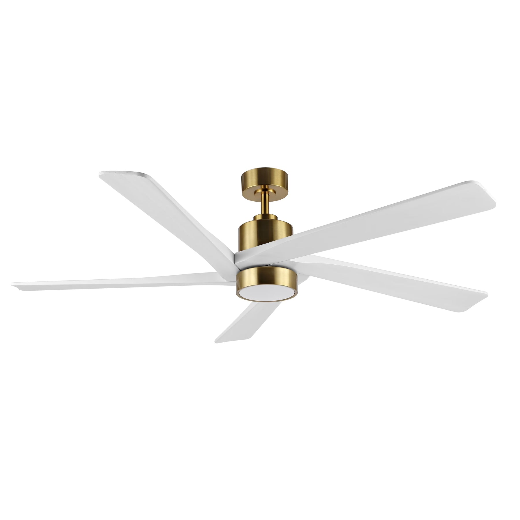 WINGBO 54 DC Ceiling Fan with Lights and Remote Control, 5 Reversible Carved Wood Blades Brass/Black