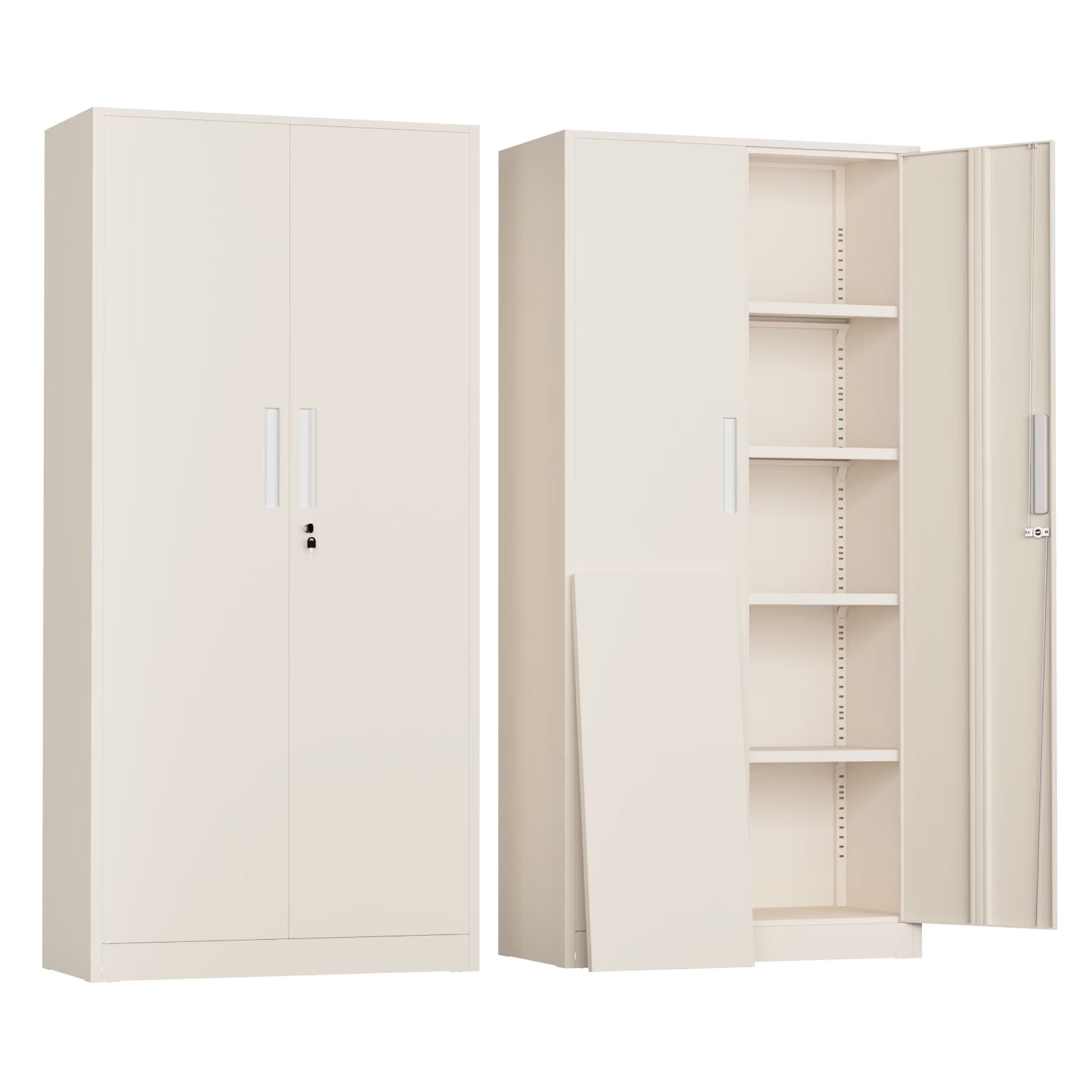 SOLAURA 71" Metal Garage Storage Cabinet with Locking Doors and Adjustable Shelves for Home, Office(Black)
