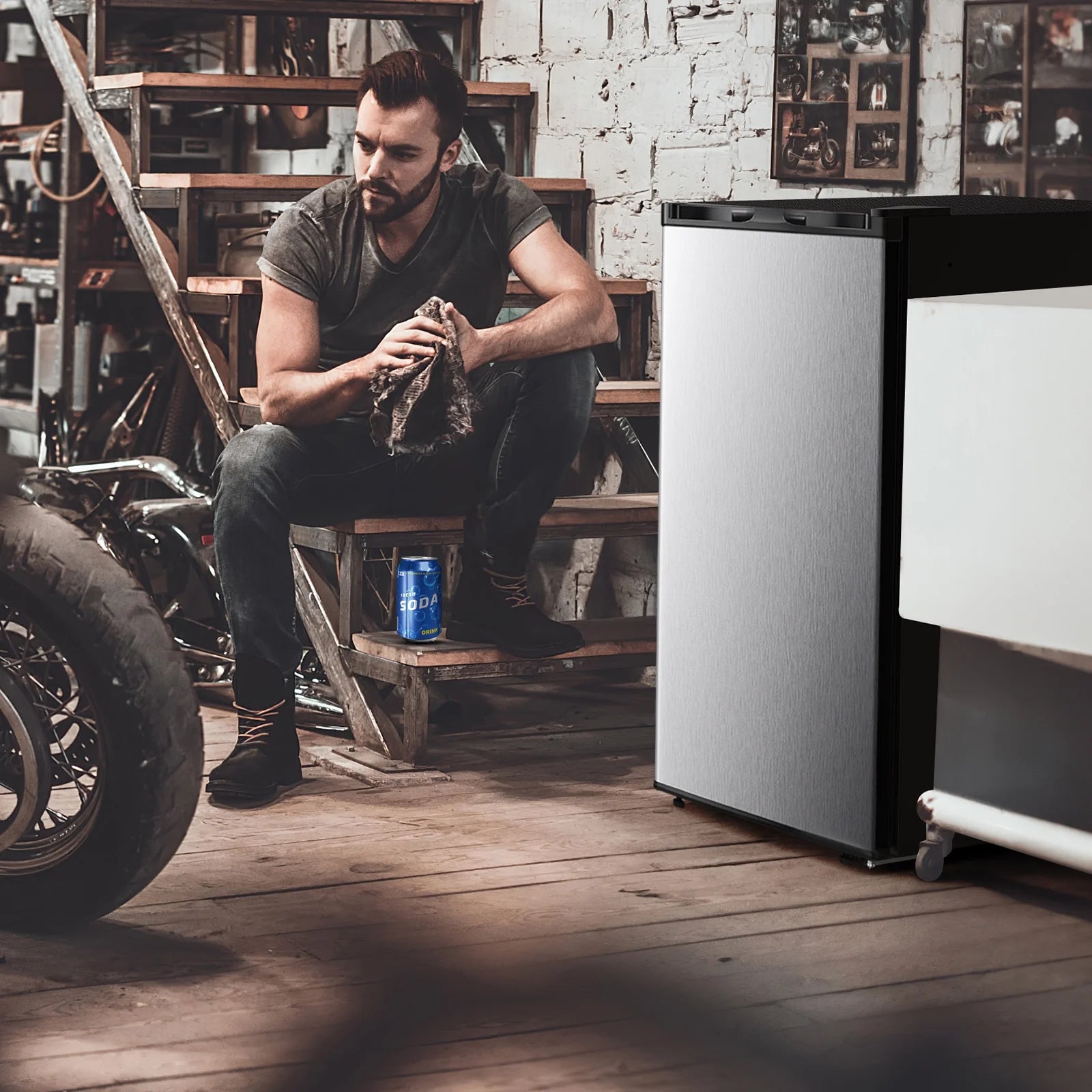 KNDKO 3.2cu.ft Upright Freezer, Compact Freezer with Removable Shelves, Adjustable Thermostat for Home/Kitchen/Office, SILVER