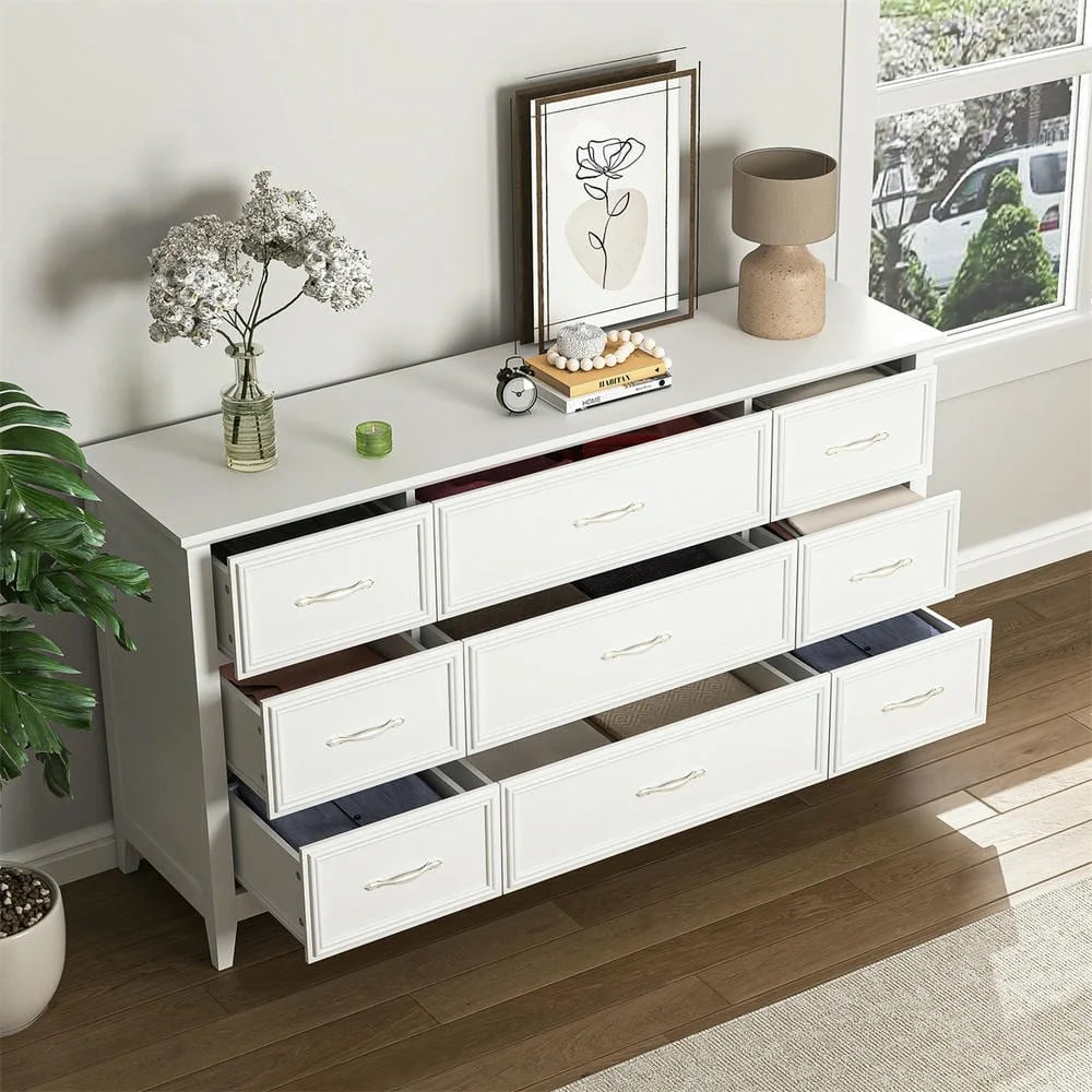 Kadyn Modern 6 Drawer Dresser Wood Cabinet, Dresser for Bedroom, Kitchen Storage Cabinet with Drawers, Chest of Drawers(Black)