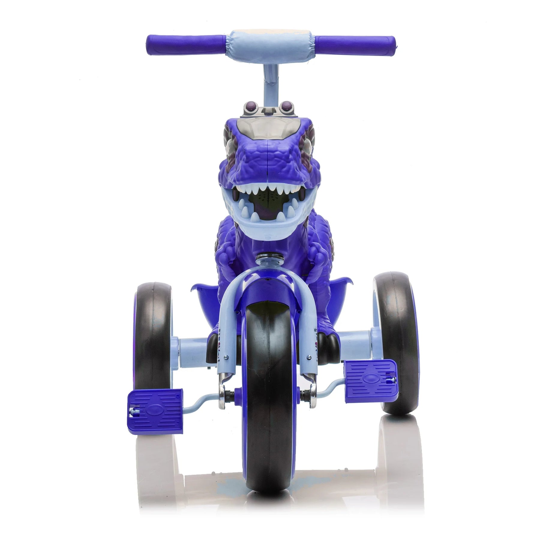 Xuanlur Kids Ride on Dinosaur Tricycle, Toddlers Kid Trike with Wide Flash Wheels, Anti - Slip Pedals, Rear Basket, Music & LED Lights, Toddler Bike