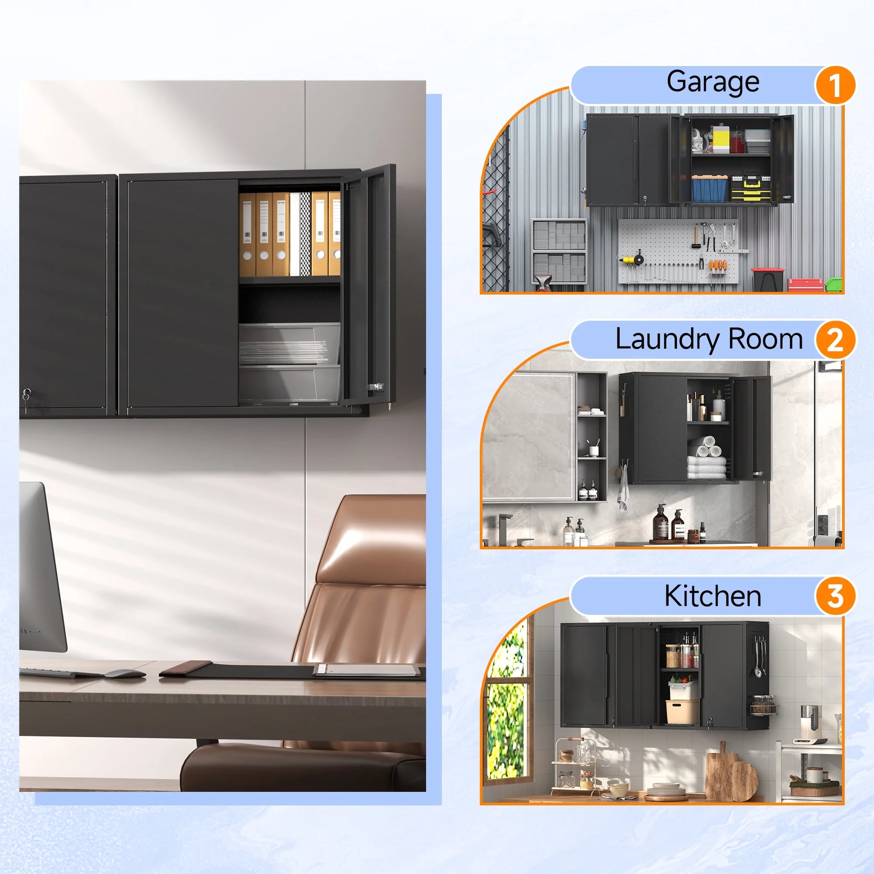 Topass Metal Wall Cabinet with Lockgarage Storage Cabinet, Wall - Mounted Utility Cabinet with Adjustable Shelf & Locking Doors
