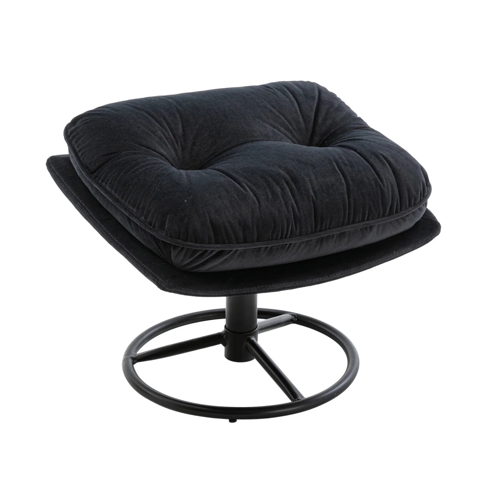 Velvet Swivel Accent Chair with Ottoman, Modern Chaise Lounge Chair with Metal Frame and Footstool, Comfy Armchair Reading Chair