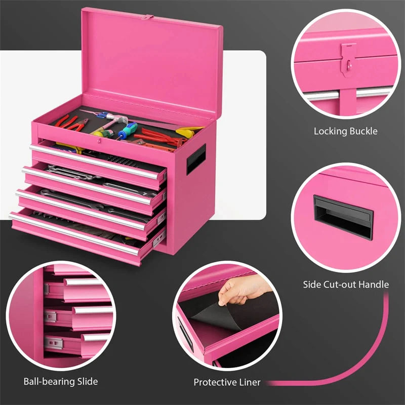 2 - in - 1 Rolling Tool Chest, 5-Drawer Tool Storage Cabinet with Wheels, Adjustable Shelf, Tool Box Organizer for Garage Warehouse Workshop