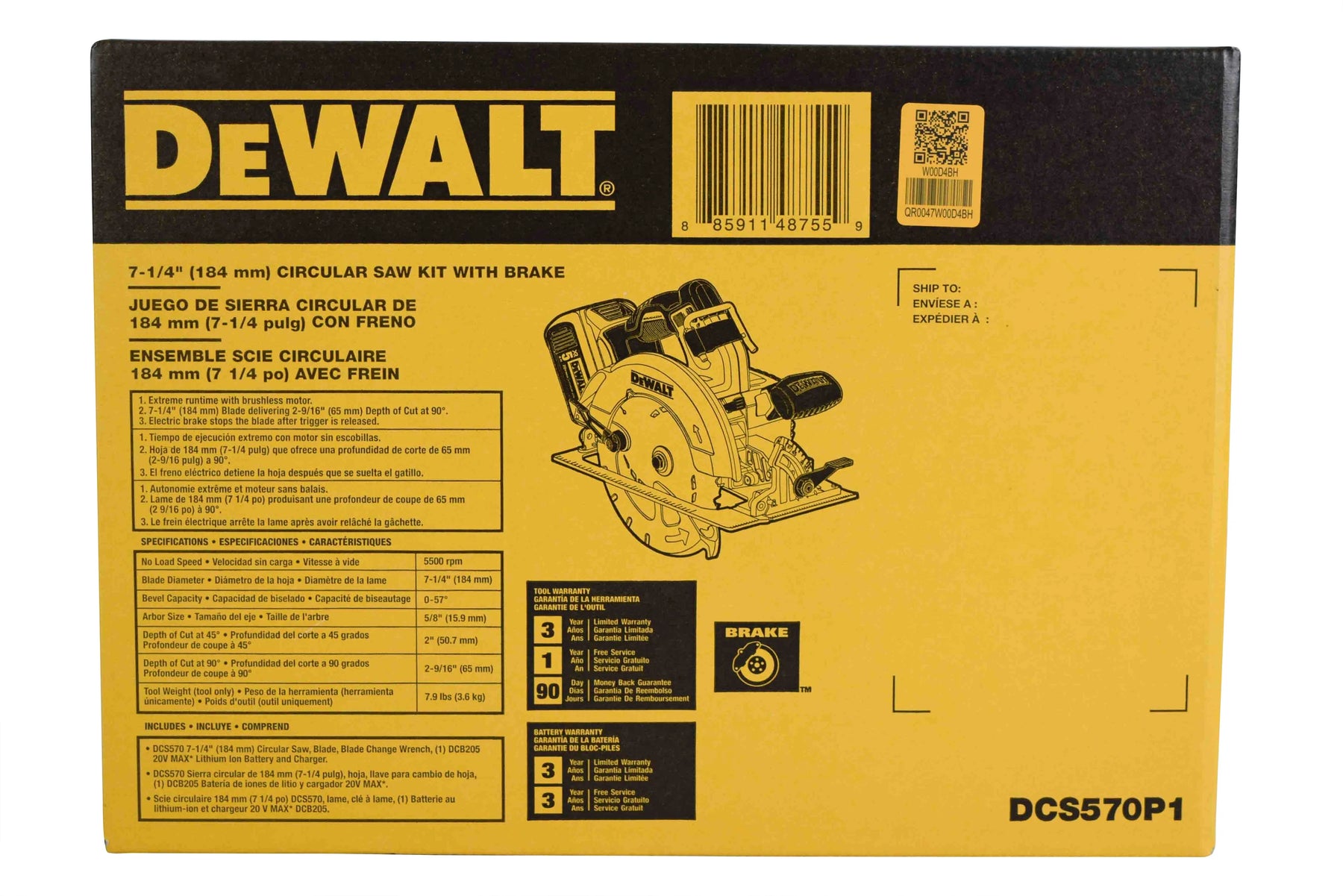 Dewalt 20V Max Brushless 7 - 1/4 Circ Saw Kit