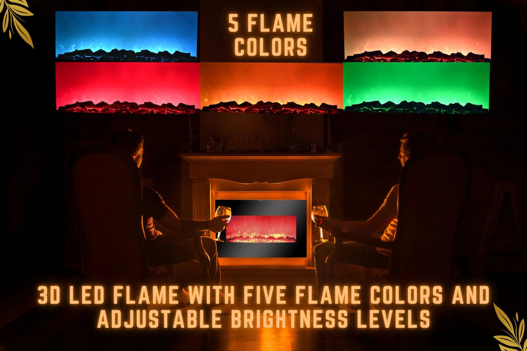 AGL APPLIANCES LLC 38 in Electric Fireplace Heater Stove | Tempered Glass Curved Screen