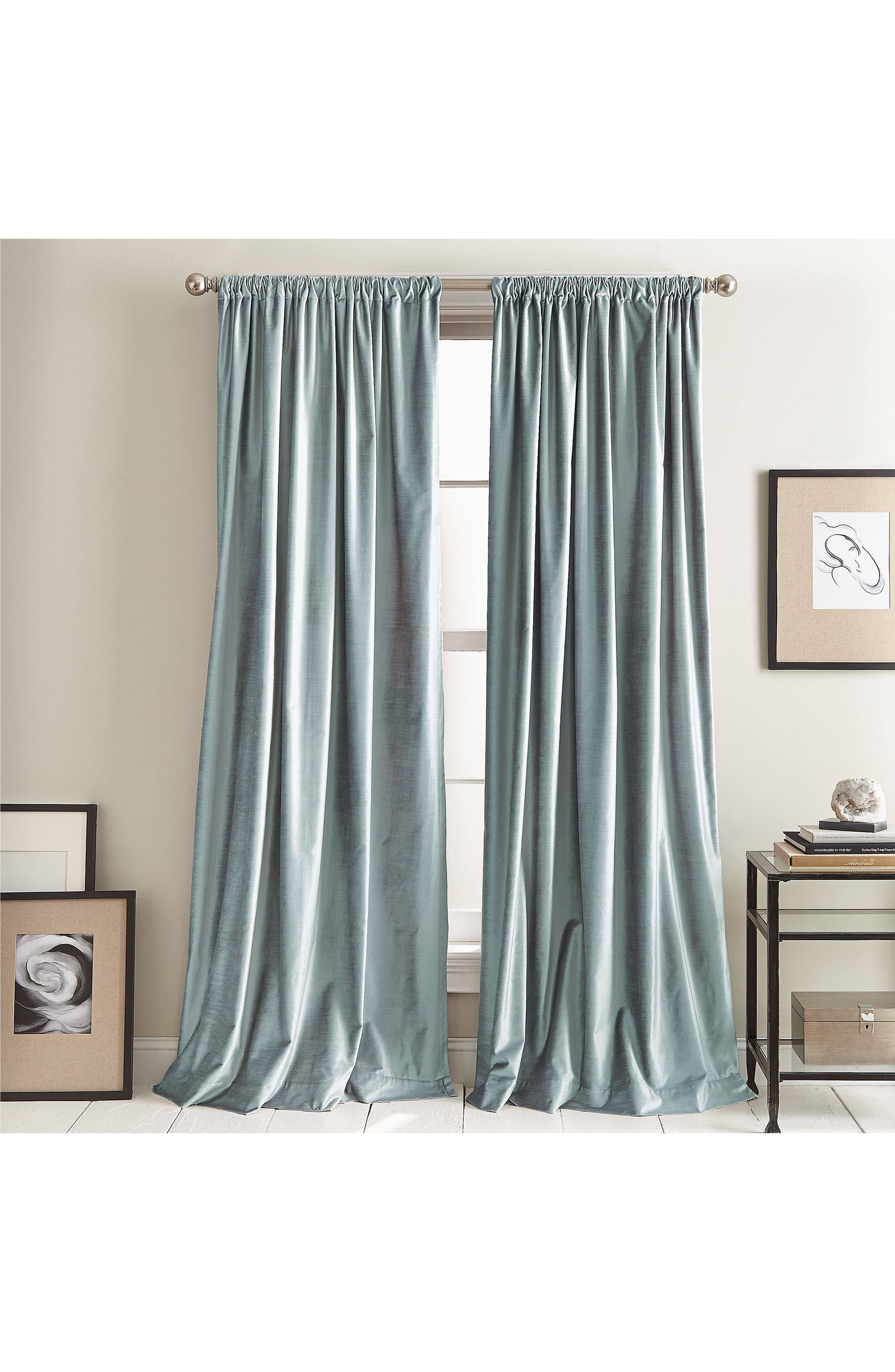 Dkny Modern Knotted Velvet 84" x 50" Window Panel Pair - Aqua