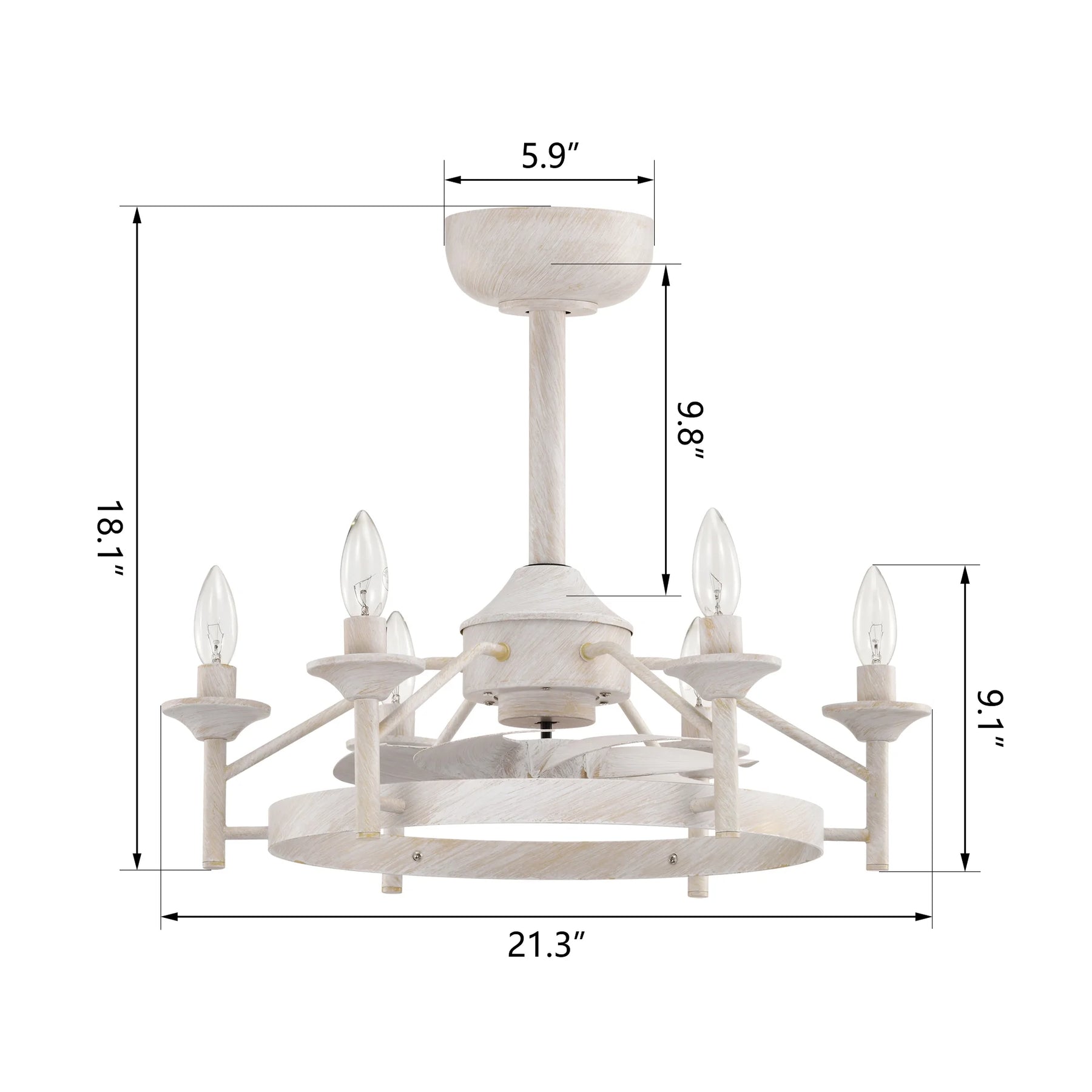 Maxax Candlestick Ceiling Fan with Light, 21" White Vintage Ceiling Fan with Remote Control, 6 Speeds Reversible Timing Ceiling Fan