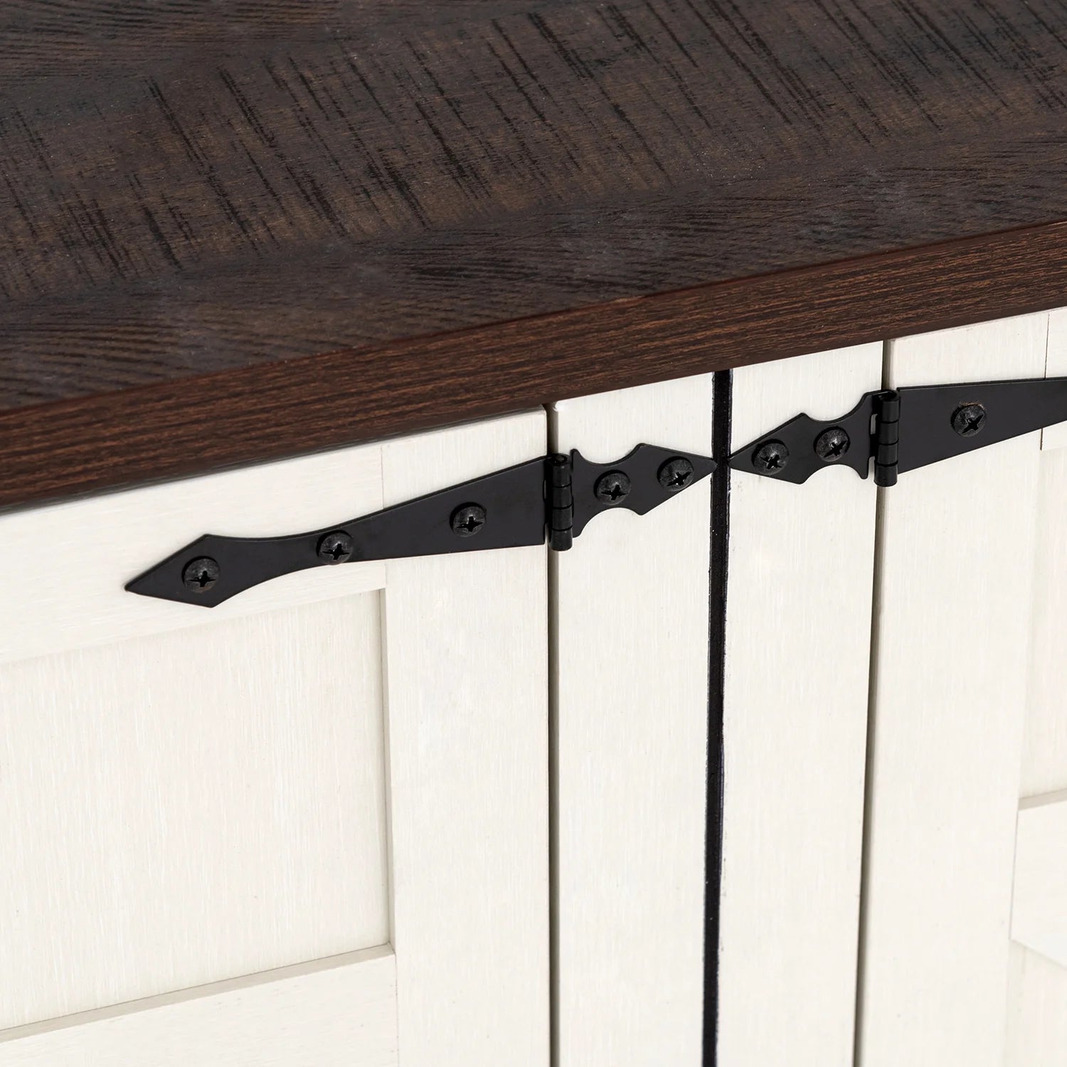 71" Tall Farmhouse Kitchen Pantry Cabinet, 5 Layers Storage Cabinet with Adjustable Shelves, Farmhouse Pantry Cabinet with 4 Barn Doors