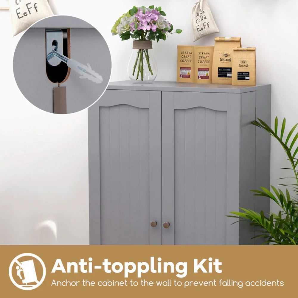 Spaco 17-Tier Kitchen Small Pantry Cabinet with 2 Doors and 6 Adjustable Shelves, Cabinet Pantry, Freestanding 5-Tier Shelving Pantries