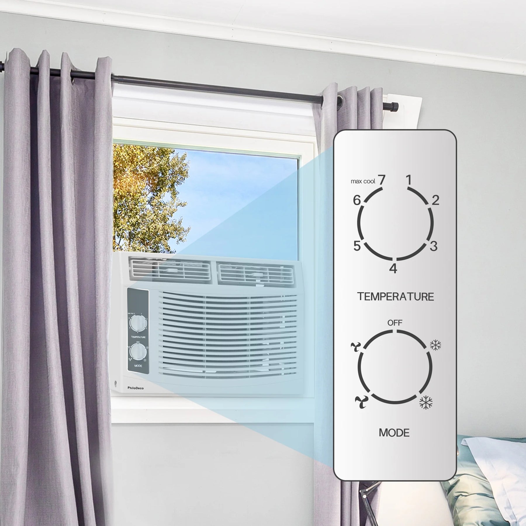 5000 BTU Window Air Conditioner Easy Cool - Capable of Cooling up to 150 Sq Ft. 2 Fan Speeds, 4 - Way Air Direction, Mechanical Control, Filter