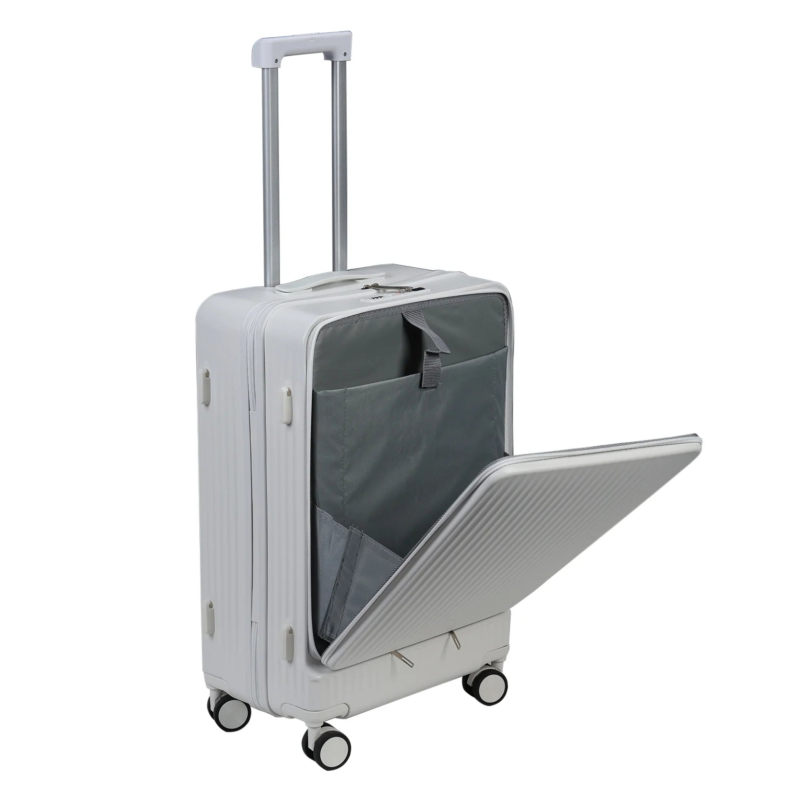 24 in Checked Luggage with Front Pocket, USB Charging Port, Built - in Lock Carry on Suitcase, Cup Holder and Phone Holder, Medium Hardside Suitcase
