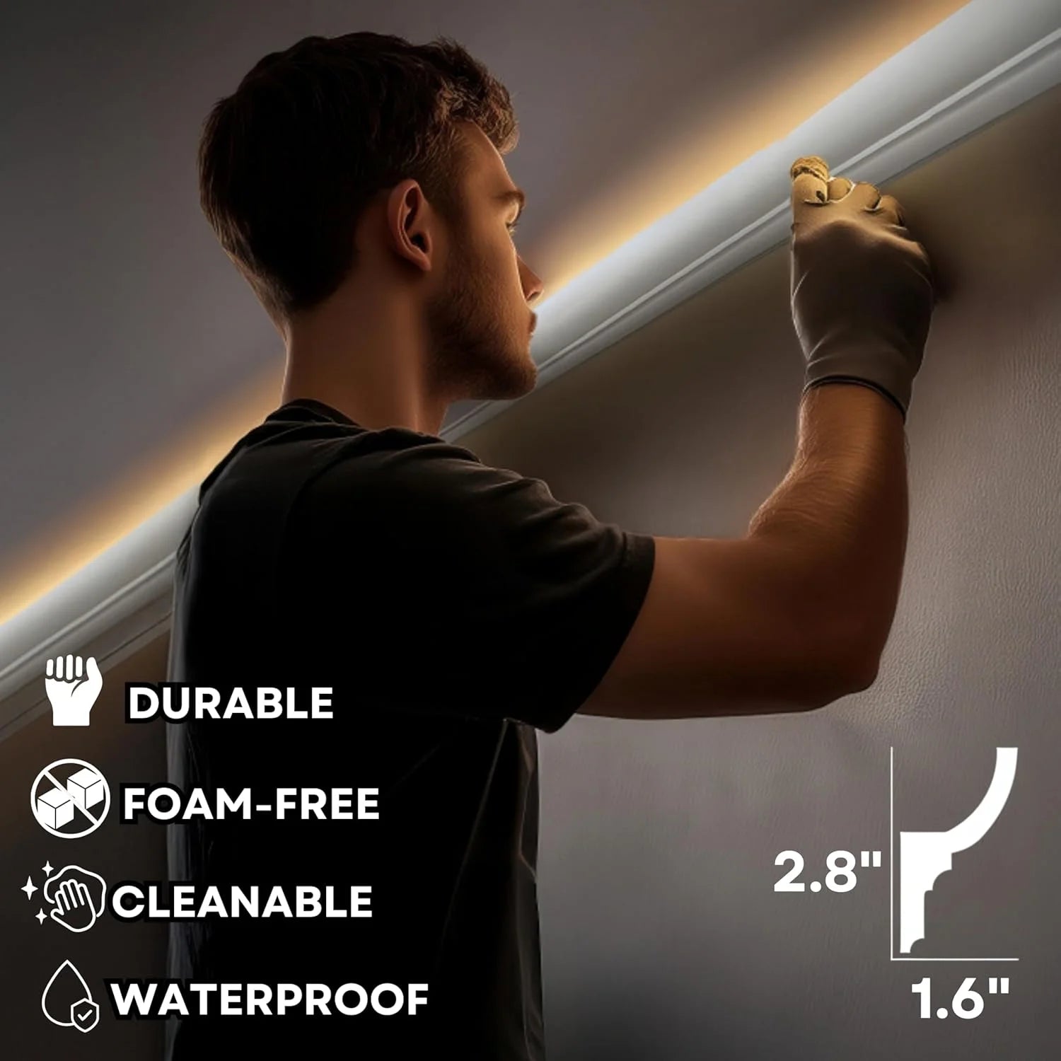 7-Piece Crown Molding with LED Duct Kit, 55.12 ft Waterproof Channel for Ambient Home Accent Lighting and LED Strip Installation