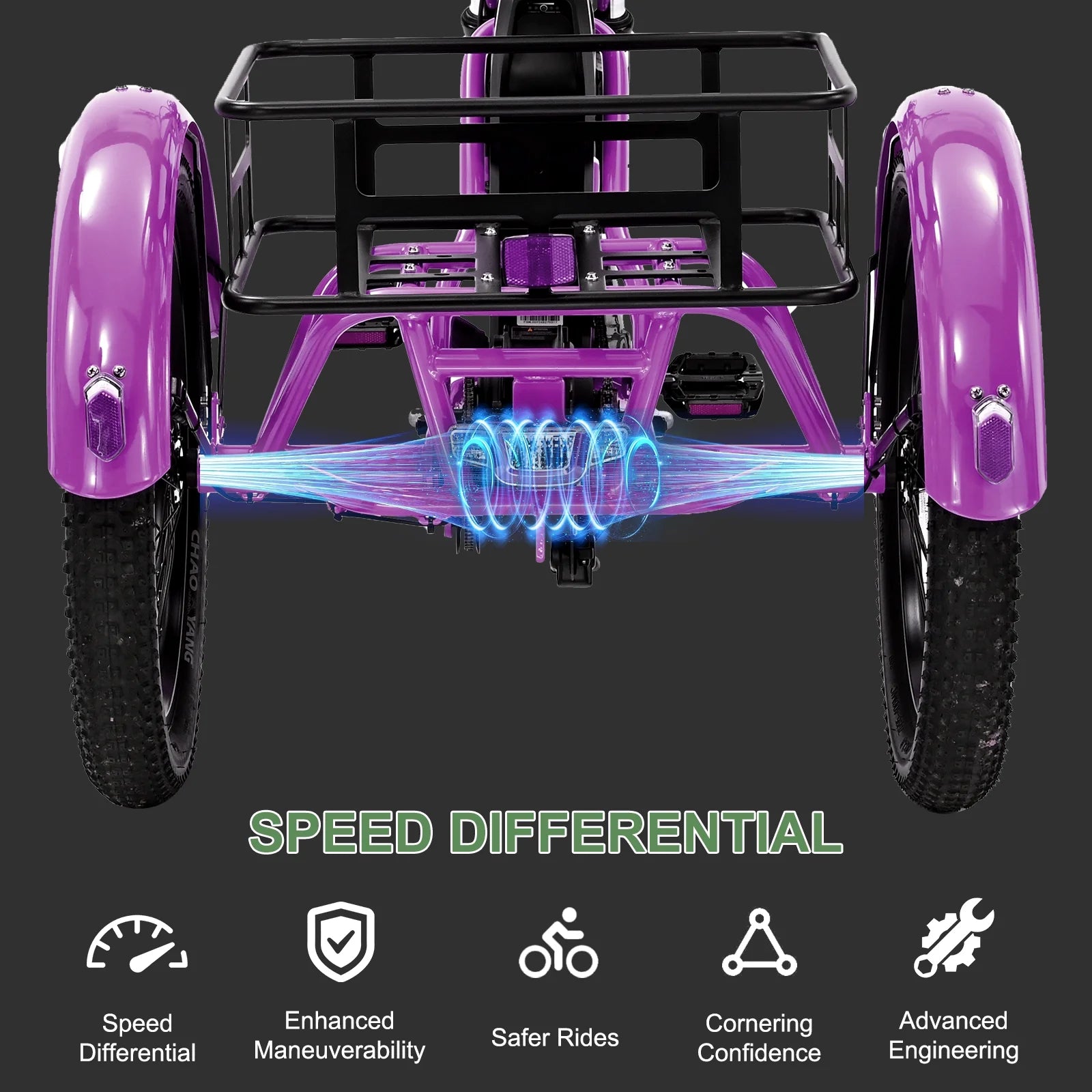 ABORON 3.0 Fat Tire Electric Trike for Senior Foldable E - Bike, 500W Motorized Tricycle Adult 20" Folding 3 Wheel Electric Commute Bike Trike W/48V