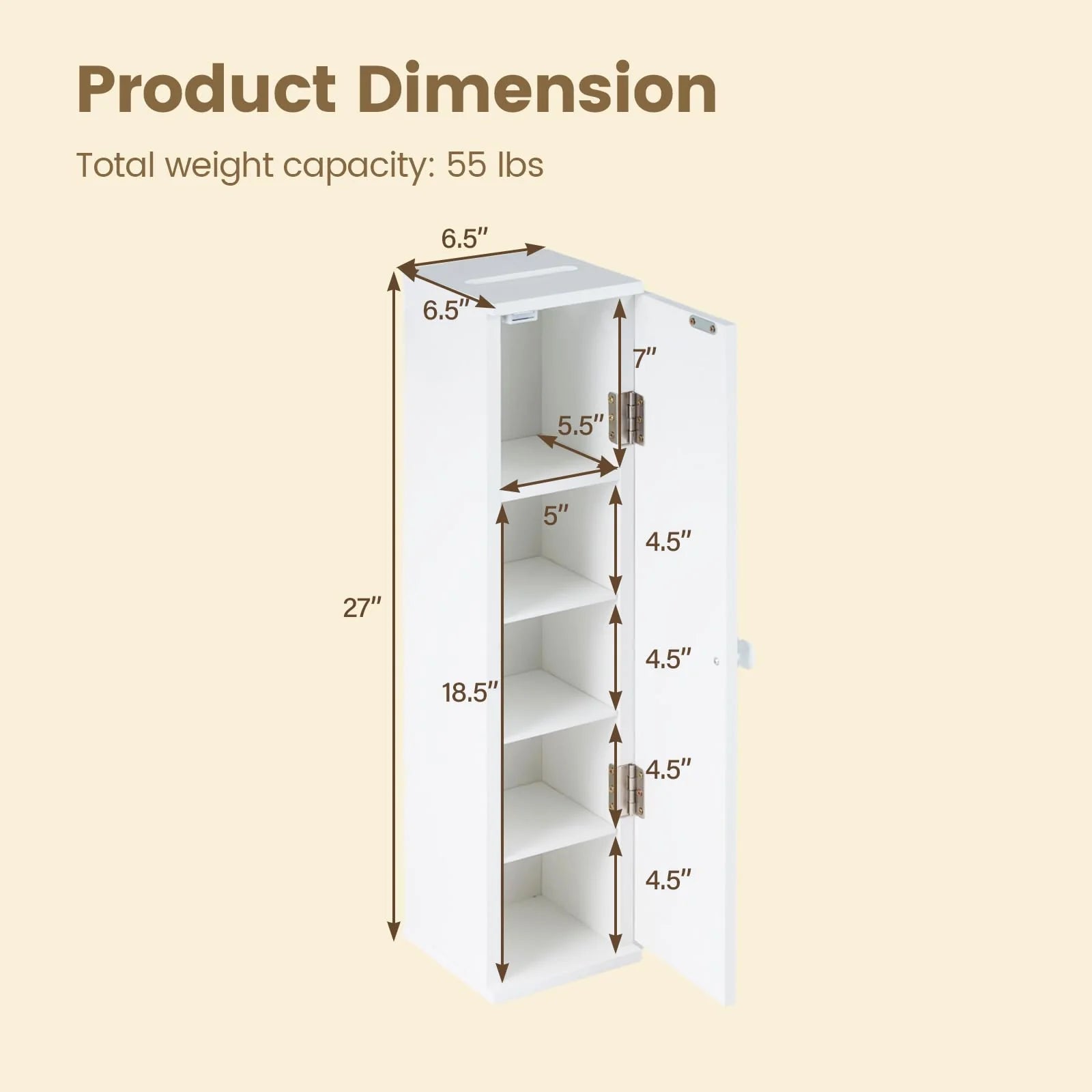 Tangkula Slim Bathroom Storage Cabinet with Door