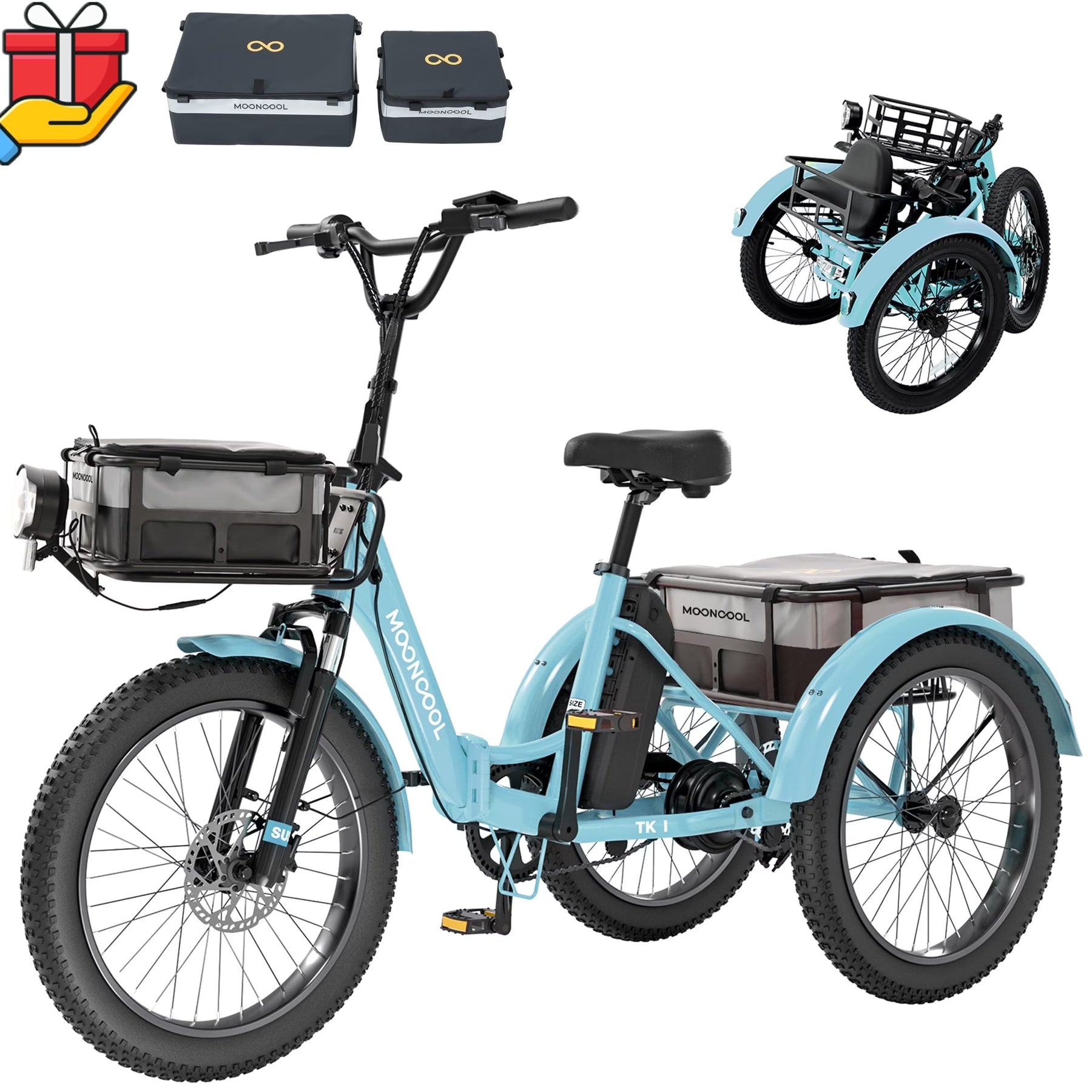 ABORON 3.0 Fat Tire Electric Trike for Senior Foldable E - Bike, 500W Motorized Tricycle Adult 20" Folding 3 Wheel Electric Commute Bike Trike W/48V