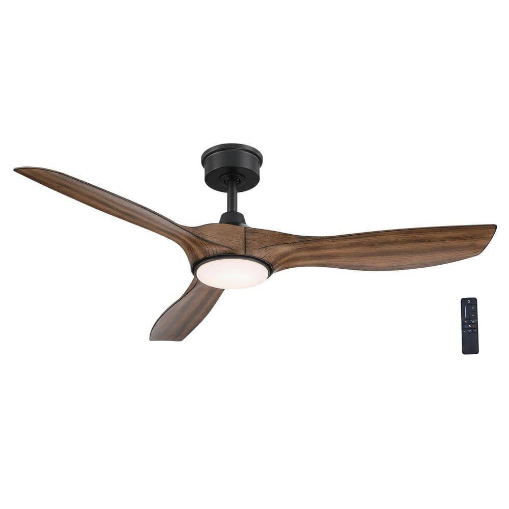 Home Decorators Collection YG825A - NI Marlon 52 in. Integrated LED Indoor Natural Iron Ceiling Fan with Brazilian Walnut Blades and Remote Control