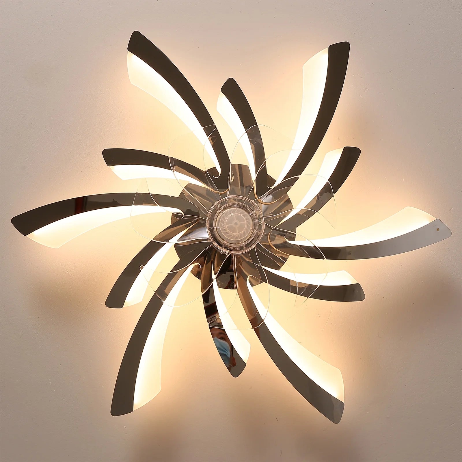 Garwarm Dimmable Ceiling Fan with Light and Remote Control, 27" Small Flush Mounted Ceiling Fan